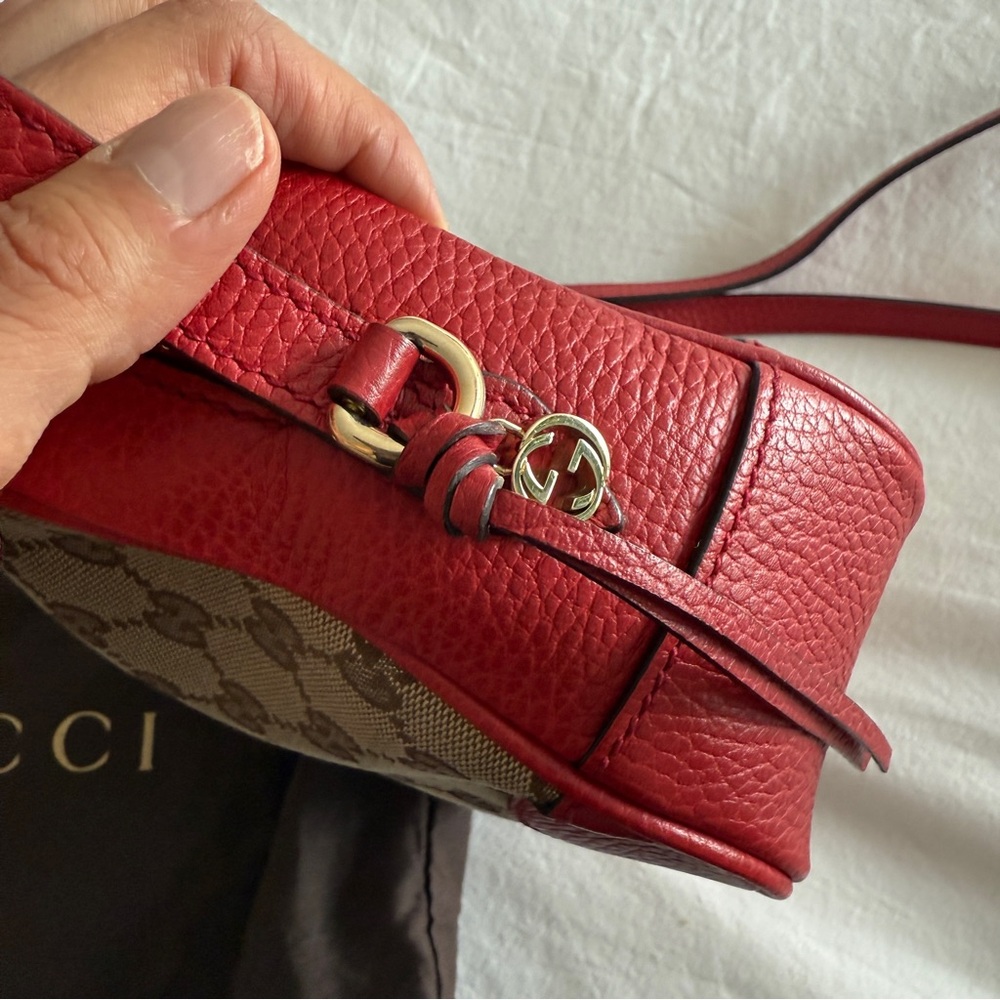 Gucci Monogram Mini Bree Messenger Bag in Red and tan - Picture 5 of 13
